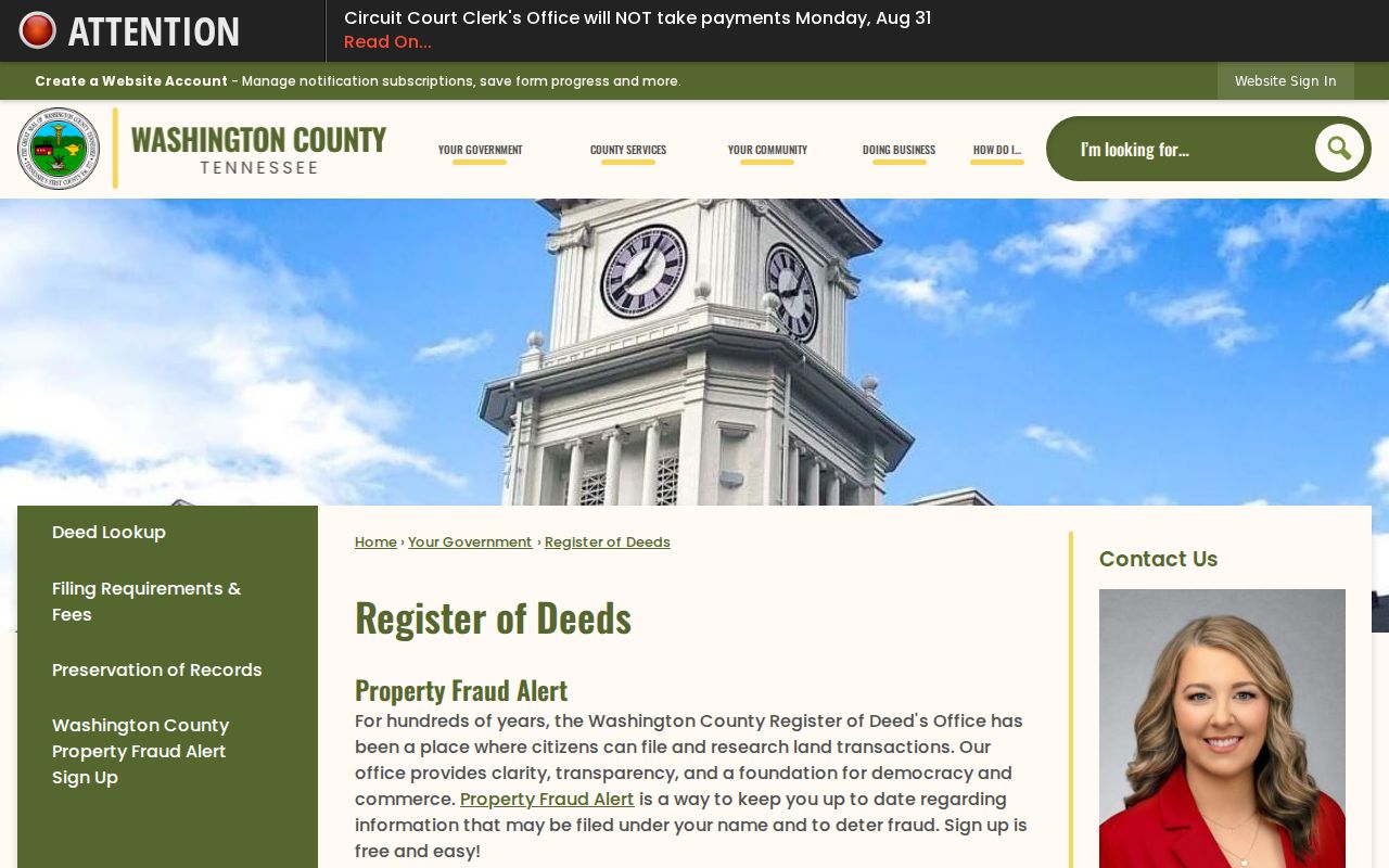 Johnson City residents directory Washington County Register of Deeds office source